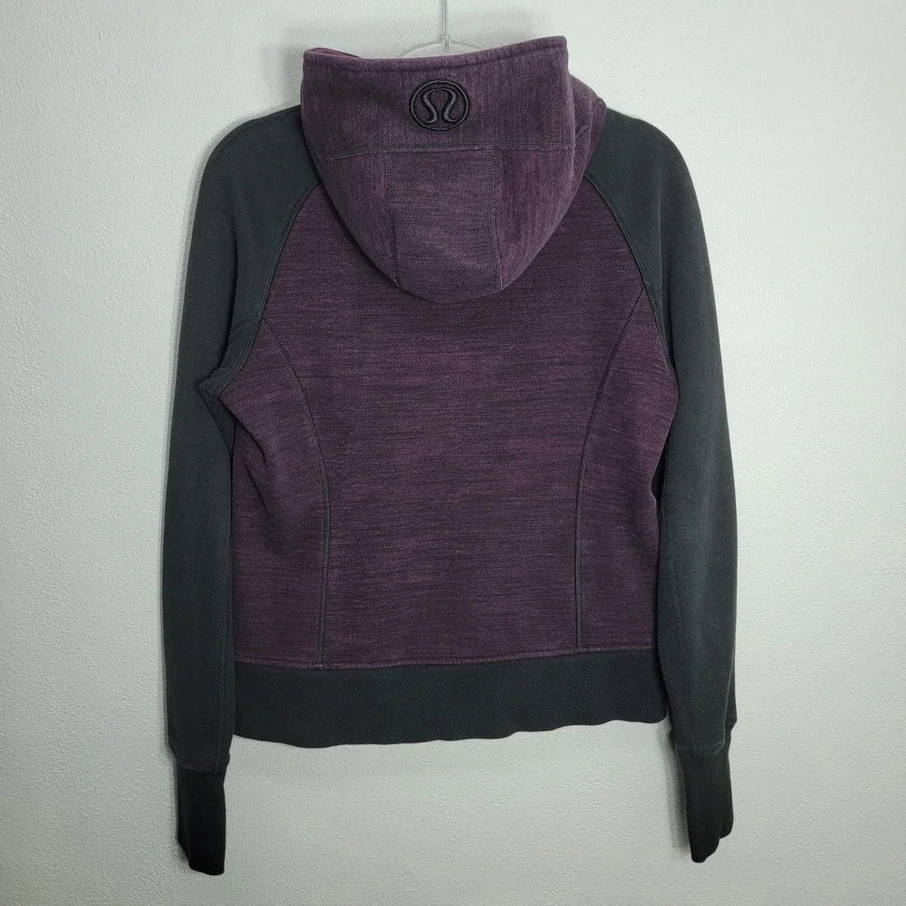 Lululemon Scuba Hoodie Full Zip Purple Heathered Black Women Size 10‎ Thumbholes